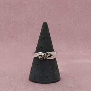 sterling silver marcasite studded crossover ring size 7.75